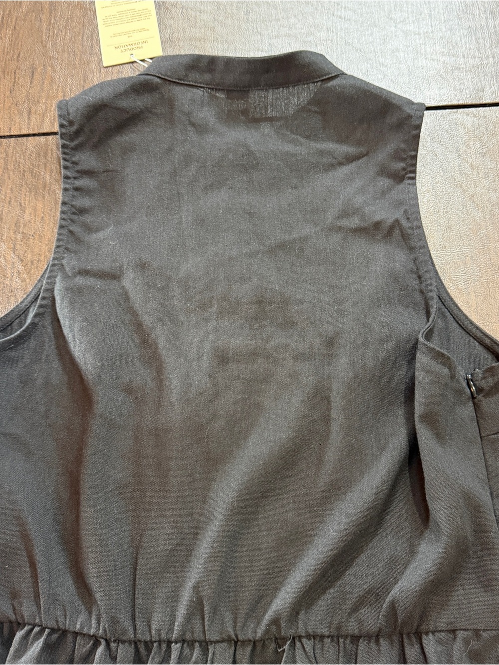 Women's Black Cotton Linen Sleeveless Collared Jumpsuit With Cargo Pockets Sz L - Picture 9 of 14